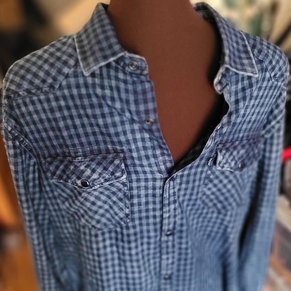 NWT NOIZE AMSTRDM Indigo Check Shirt - Picture 5 of 8
